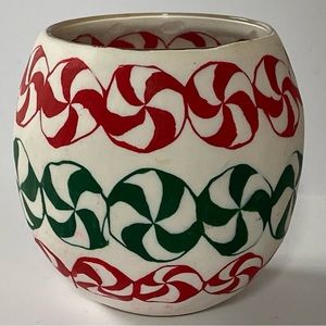 Department 56 Christmas Votive Candle Holder Peppermint Candies Red Green 3'